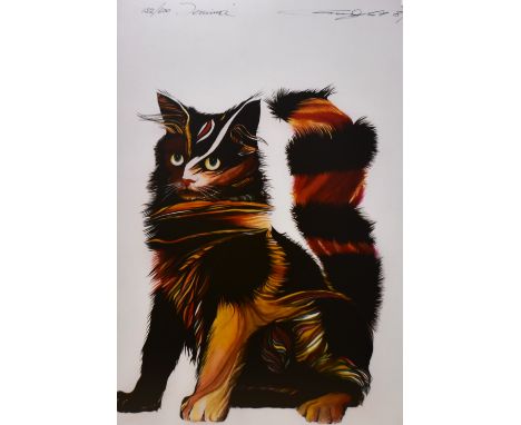 After Mike Margolis (20th Century, American), coloured print, Jemima - 'Catgrafika', limited edition 122/600, framed and unde