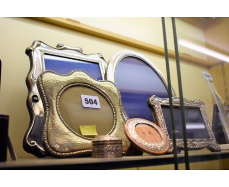 A small group of silver & EPNS photo frames,  to include a oval version by Saunders & Mackenzie, Birmingham, 1925; small shap