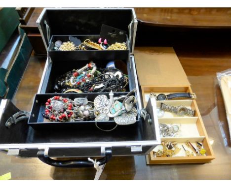 A large quantity of various costume jewellery,  watches and cufflinks. 