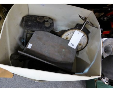 A set of British made vintage household scales and weights. 