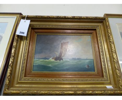 Seascape oil on board signed Moroney in gilt frame (19.8cm x 29.8cm ). 