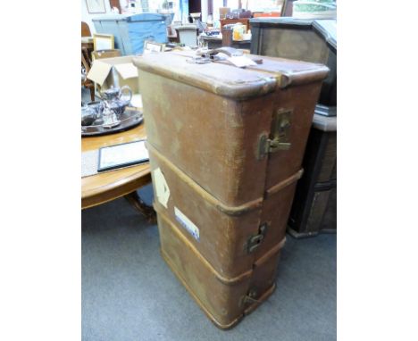 A vintage travel/steamer trunk.  