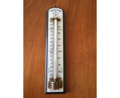 Cooke and Son of Hull thermometer on ebony base.
