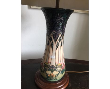 Moorcroft pottery lamp base 30cms high.