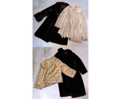 Four vintage coats to include two beaver lamb fur coats and two faux fur coats (4).