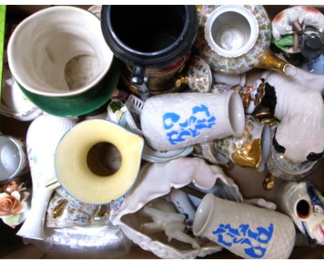 A quantity of ceramics and glassware to include an early 19th century John Wood type Staffordshire figurine, a Beswick charac