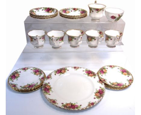 A Royal Albert "Old Country Roses" tea service to include cups, plates and saucers.