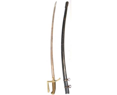 A Victorian dress sword and scabbard with later handle and textured grip.