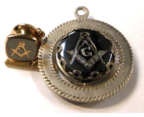 A masonic swivel fob pendant and a masonic tie pin (2).