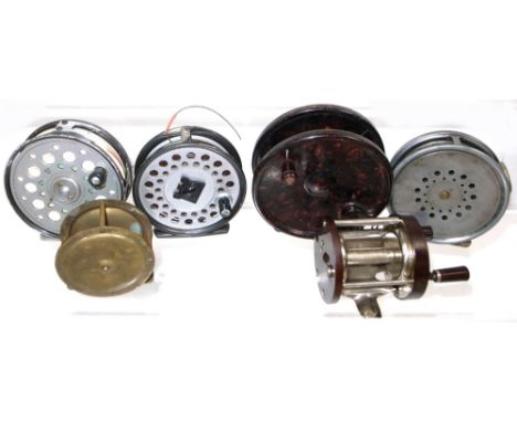 A Hardy Brothers "Perfect" 3 3/8 inch fly reel in original carry bag, a further Hardy "Viscount" 130 fly fishing reel with ca
