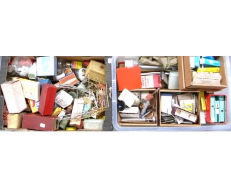 Two boxes of assorted vintage mainly still packaged chemists items.