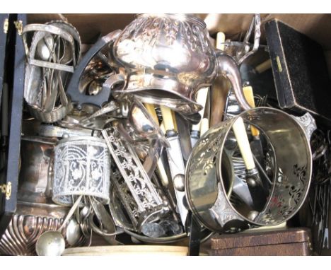 A quantity of silver plate including teapot, toast rack etc.