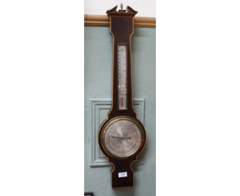An inlaid mahogany banjo barometer