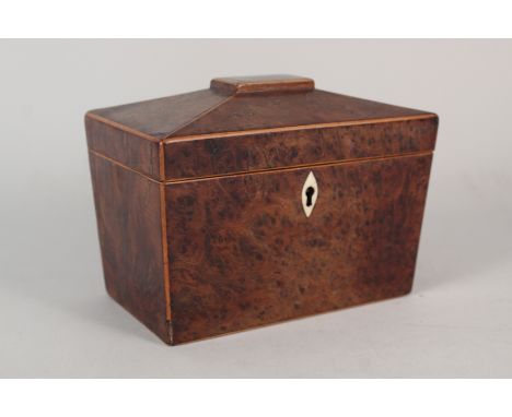 A Georgian inlaid walnut tea caddy