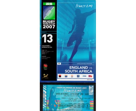 Rugby World Cup 2007 England V South Africa Official Matchday Programme played at the Stade De France on Friday 14th Septembe