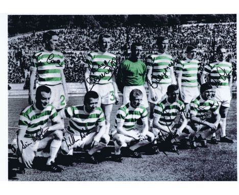 Football Autographed Celtic 16 X 12 Photo colourorized, Depicting Celtic Players Posing For A Team Photo Prior To A Memorable