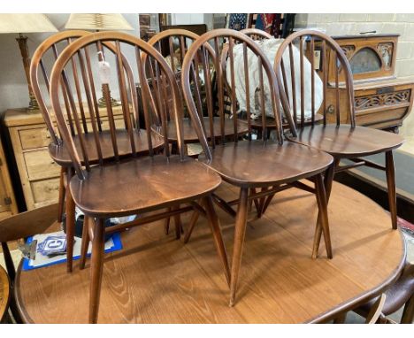   A set of six Ercol elm and beech Windsor dining chairs