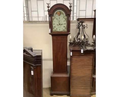   An early 19th century mahogany eight day longcase clock by T. Morgan of Minehead, height 214cm