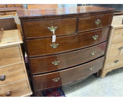   A 19th century mahogany bow-fronted chest of drawers, width 107cm, depth 52cm, height 106cm