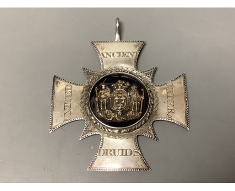   A Victorian silver and enamel and enamel 'United Ancient Order of Druids' medal, with engraved inscription verso, Pearce &a