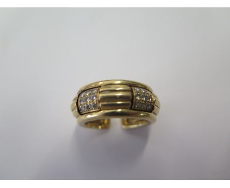 A Boucheron Paris 18ct yellow gold interchangeable design ring set with 18 diamonds, ring size L, approx 13.8 grams, numbered