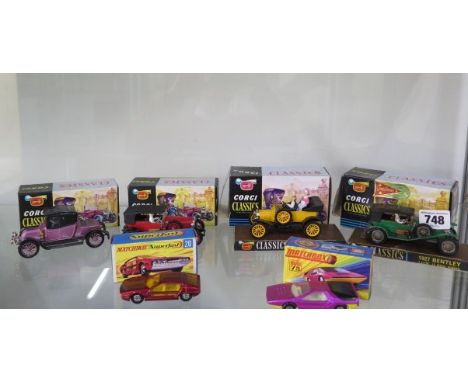 4 boxed Corgi Classics cars and 2 boxed Matchbox cars, all good, some marks etc. to boxes 