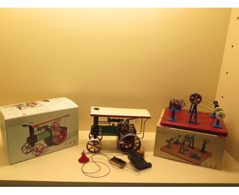 A Mamod steam tractor TE1A and a workshop WS1, both boxed with small use 