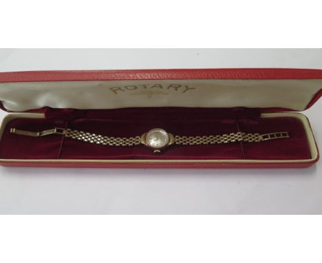 A 9ct yellow gold Rotary manual wind wristwatch, approx 15.6 grams, with box, running, hands adjust 