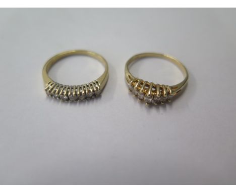 Two 14ct gold diamond rings, size K, approx 3 grams 