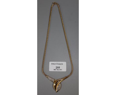 Diamond set necklace encrusted with diamonds in 14ct gold.  Approx weight 16.2 grams.(B.P. 21% + VAT) 