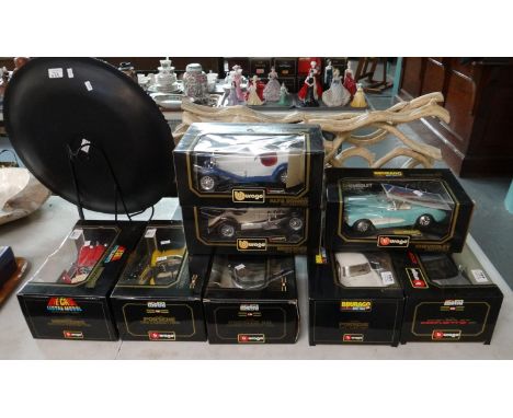 Collection of eight Burago 1:18 scale diecast model vehicles, all in original boxes, to include: Chevrolet Corvette 1957, Alp