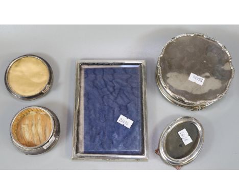 Collection of silver items to include: picture frames, dressing table jar and cover etc.   (B.P. 21% + VAT) 