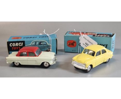 Vintage Corgi Vauxhall Velox Saloon 203 together with an Austin Cambridge Saloon 201, both in original boxes.  (2)  (B.P. 21%