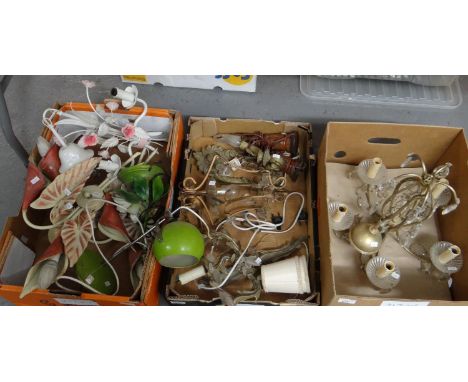 Three boxes of assorted modern ceiling lights, table lamps, desk lamp etc.  (3)  (B.P. 21% + VAT) 