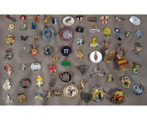 Collection of enamel and other badges, to include: Bart Simpson, University of Wales, Catholic Women's League etc.  (B.P. 21%