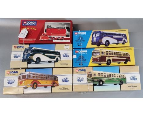 Collection of Corgi Classics, all in original boxes, to include: Union Pacific Yellow Coach 743, Surfacetransportation GM4506