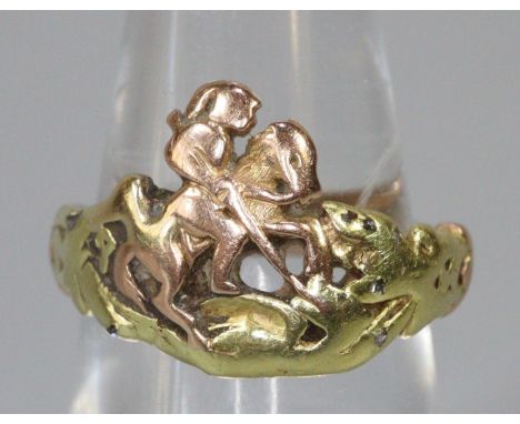 14ct gold figural ring, size L, 4.7g approx.  (B.P. 21% + VAT) 