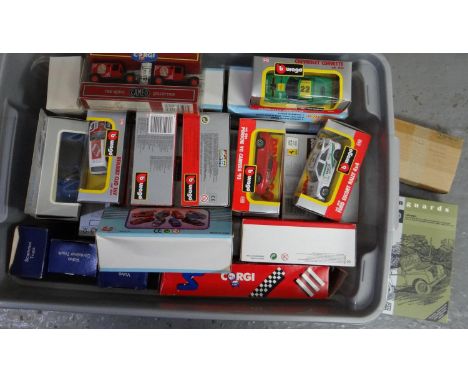 Large collection of mainly Corgi and Burago diecast model vehicles in original boxes together with a Vanguards Landrover Seri