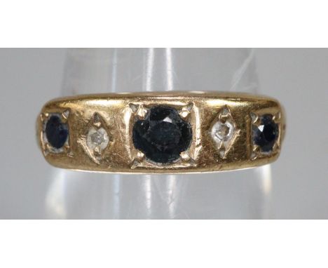 9ct gold sapphire and diamond ring, size K, 3.3g approx.  (B.P. 21% + VAT) 