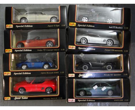 Collection of eight Maistow 1:18 scale model vehicles, all in original boxes.   (B.P. 21% + VAT) 