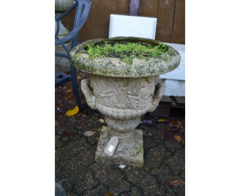 A composite garden planter.