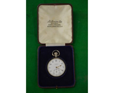 A gentlemen's silver pocket watch by J W Benson, London complete with original box and receipt.