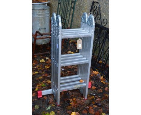 A folding aluminium ladder.