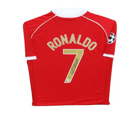 Manchester United: A signed Manchester United 2006-07 home shirt with Champions League patch to one arm, signed by Cristiano 
