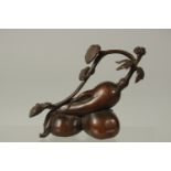 A BRONZE OKIMONO OF A RUYI GANODERMA LUCIDUM, 10.5cm high.