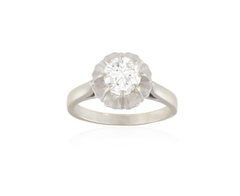 A DIAMOND SINGLE-STONE RINGThe central brilliant-cut diamond weighing approximately 0.85ct within multiple-claw setting, to a