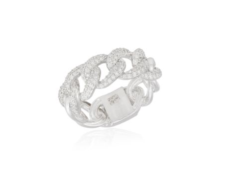 A DIAMOND RINGOf openwork curb-link design, the frontispiece pavé-set with brilliant-cut diamonds weighing approximately 0.55