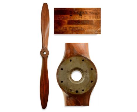 AN AIRCO DH.9A LAMINATED WOOD TWIN-BLADE AIRCRAFT PROPELLER  early 20th century, with eight bolt holes, the mounting point wi
