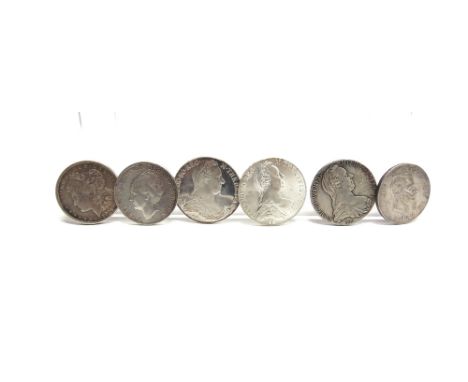 ASSORTED SILVER COINAGE  comprising Maria Theresa thalers, '1780' (3); U.S. - Morgan dollar, 1921; Italy - Victor Emmanuel II