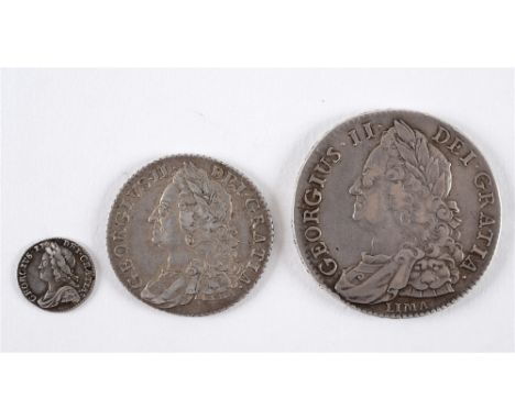 GREAT BRITAIN - ASSORTED SILVER COINAGE  comprising a George II halfcrown, 1745 (decimo nono), Lima below draped bust; George